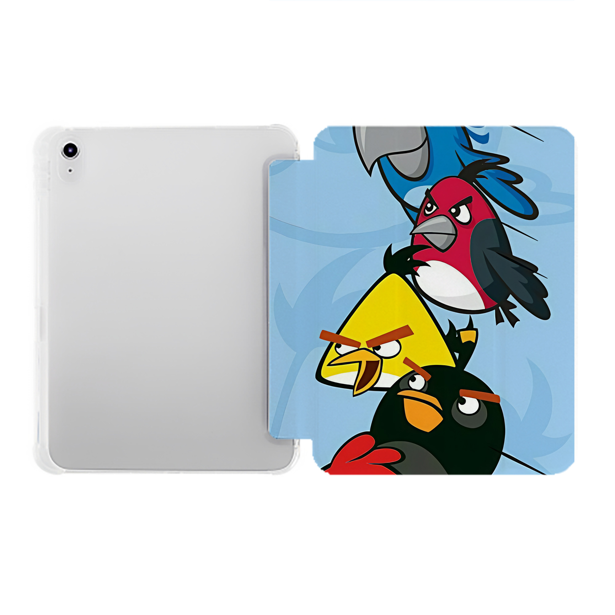 （画像用） Angry Birds アングリーバード IPad ケース ペン収納付き 三つ折りスタンド PUレザー×シリコン 対応機種9.5/10.5/10.9インチ